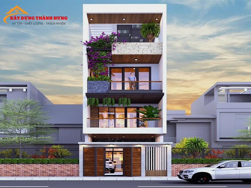 Thiết Kế Nhà 4 Tầng Sang Trọng Mẫu 01